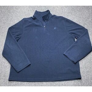 Starter Pullover Mens XL Navy Quarter Zip Waffle Knit Mock Neck Fleece Athletic